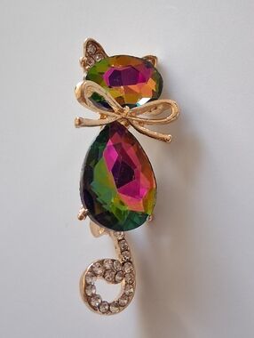 Multicolor Cat Brooch